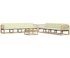 Lauko sofos komplektas 9 pcs Balta ir kreminė 79 x 79 x 37 cm
