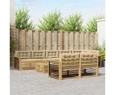 Lauko sofos komplektas 9 pcs Balta ir kreminė Poliesteris