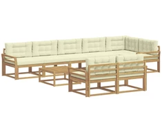 Lauko sofos komplektas 9 pcs Balta ir kreminė 79 x 79 x 37 cm