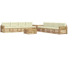 Lauko sofos komplektas 9 pcs Balta ir kreminė