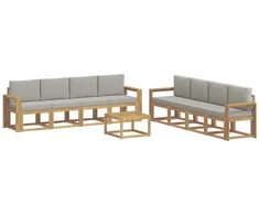 Lauko sofos komplektas 9 pcs Balta ir šviesiai pilka
