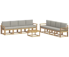 Lauko sofos komplektas 9 pcs Balta ir šviesiai pilka