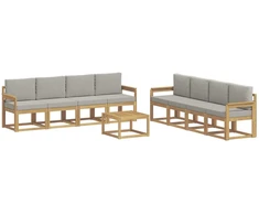 Lauko sofos komplektas 9 pcs Balta ir šviesiai pilka