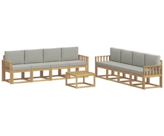 Lauko sofos komplektas 9 pcs Balta ir šviesiai pilka