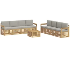 Lauko sofos komplektas 9 pcs Balta ir šviesiai pilka