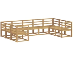 Lauko sofos komplektas 9 pcs Balta Kietos akacijos mediena