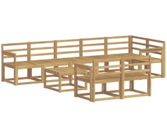 Lauko sofos komplektas 9 pcs Balta Kietos akacijos mediena