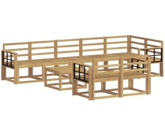 Lauko sofos komplektas 9 pcs Balta Kietos akacijos mediena
