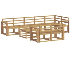 Lauko sofos komplektas 9 pcs Balta Kietos akacijos mediena