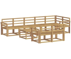 Lauko sofos komplektas 9 pcs Balta Kietos akacijos mediena