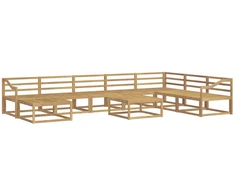 Lauko sofos komplektas 9 pcs Balta Kietos akacijos mediena