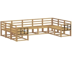 Lauko sofos komplektas 9 pcs Balta Kietos akacijos mediena