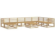 Lauko sofos komplektas 9 pcs Balta Kietos akacijos mediena
