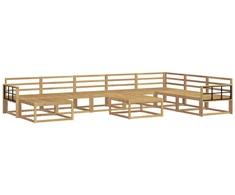 Lauko sofos komplektas 9 pcs Balta Kietos akacijos mediena