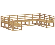 Lauko sofos komplektas 9 pcs Balta Kietos akacijos mediena
