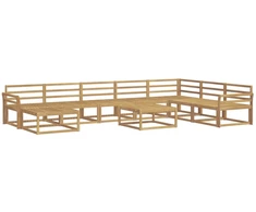 Lauko sofos komplektas 9 pcs Balta Kietos akacijos mediena
