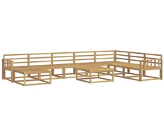 Lauko sofos komplektas 9 pcs Balta Kietos akacijos mediena