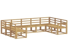 Lauko sofos komplektas 9 pcs Balta Kietos akacijos mediena
