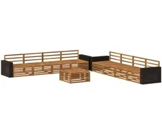 Lauko sofos komplektas 9 pcs Natūrali Akacijos medienos masyvas