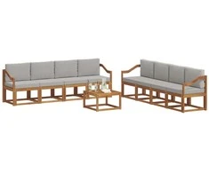 Lauko sofos komplektas 9 pcs Natūrali ir šviesiai pilka