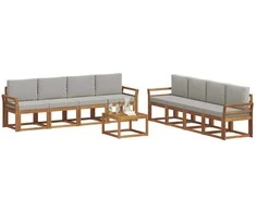 Lauko sofos komplektas 9 pcs Natūrali ir šviesiai pilka
