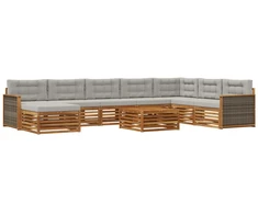 Lauko sofos komplektas 9 pcs Natūrali ir šviesiai pilka