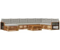 Lauko sofos komplektas 9 pcs Natūrali ir šviesiai pilka