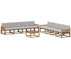 Lauko sofos komplektas 9 pcs Natūrali ir šviesiai pilka