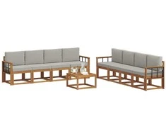Lauko sofos komplektas 9 pcs Natūrali ir šviesiai pilka