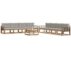 Lauko sofos komplektas 9 pcs Natūrali ir šviesiai pilka