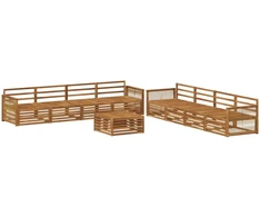 Lauko sofos komplektas 9 pcs Natūrali Kietos akacijos mediena
