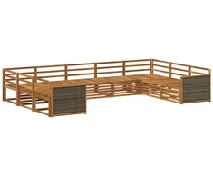 Lauko sofos komplektas 9 pcs Natūrali Kietos akacijos mediena