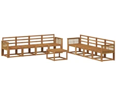 Lauko sofos komplektas 9 pcs Natūrali Kietos akacijos mediena