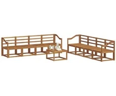 Lauko sofos komplektas 9 pcs Natūrali