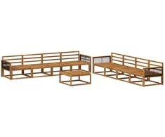 Lauko sofos komplektas 9 pcs Natūrali Kietos akacijos mediena