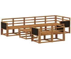 Lauko sofos komplektas 9 pcs Natūrali Kietos akacijos mediena