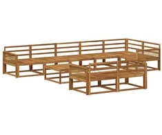 Lauko sofos komplektas 9 pcs Natūrali Kietos akacijos mediena