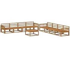 Lauko sofos komplektas 9 pcs Natūrali Kietos akacijos mediena