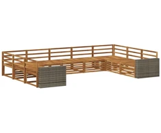 Lauko sofos komplektas 9 pcs Natūrali Kietos akacijos mediena