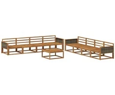 Lauko sofos komplektas 9 pcs Natūrali Kietos akacijos mediena