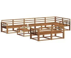 Lauko sofos komplektas 9 pcs Natūrali Kietos akacijos mediena