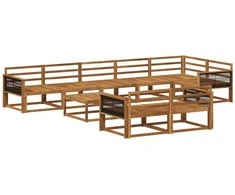 Lauko sofos komplektas 9 pcs Natūrali Kietos akacijos mediena