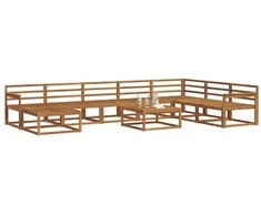 Lauko sofos komplektas 9 pcs Natūrali Kietos akacijos mediena