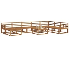 Lauko sofos komplektas 9 pcs Natūrali Kietos akacijos mediena