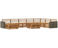 Lauko sofos komplektas 9 pcs Natūrali Kietos akacijos mediena