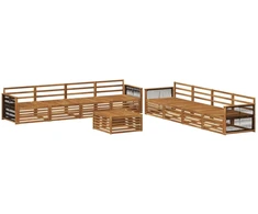 Lauko sofos komplektas 9 pcs Natūrali Kietos akacijos mediena
