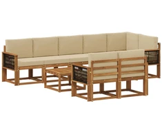 Lauko sofos komplektas 9 pcs Natūralus ir bežinis Poliesteris
