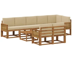 Lauko sofos komplektas 9 pcs Natūralus ir bežinis Poliesteris