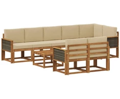 Lauko sofos komplektas 9 pcs Natūralus ir bežinis Poliesteris