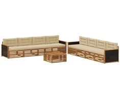 Lauko sofos komplektas 9 pcs Natūralus ir bežinis Poliesteris